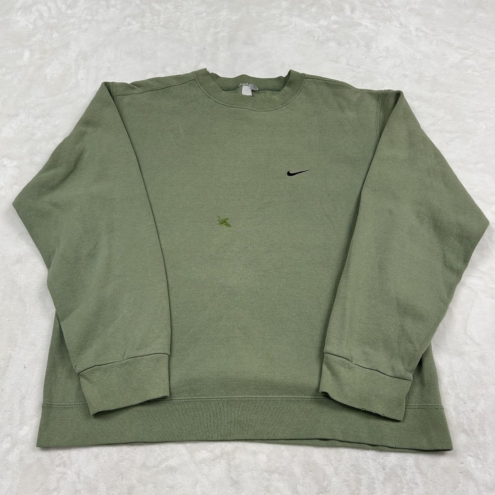 90s Nike Sweatshirt Mens M Green Vintage Embroidered Swoosh Crewneck Pullover